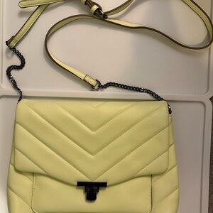 229- neon Yellow Quilted Crossbody Bag
